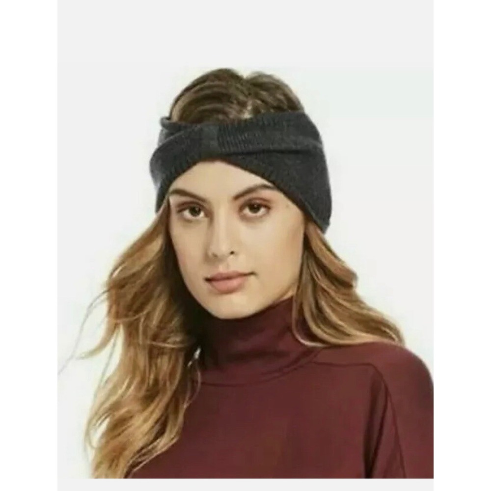 The North Face Womens Knit Twist Front Headband Charcoal Gray Ear Warmer